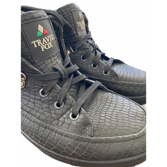 41 (8) Travel Fox Men's Cancun Snake Embossed Black Sneakers Shoes - Picture 7 of 12